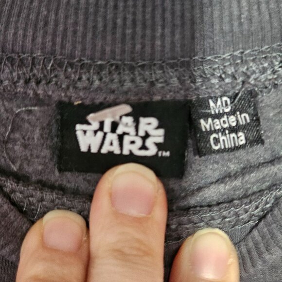 Star Wars Grogu "Naps And Snacks" Sweatshirt M Gray White Cotton Blend Crewneck - Picture 4 of 10